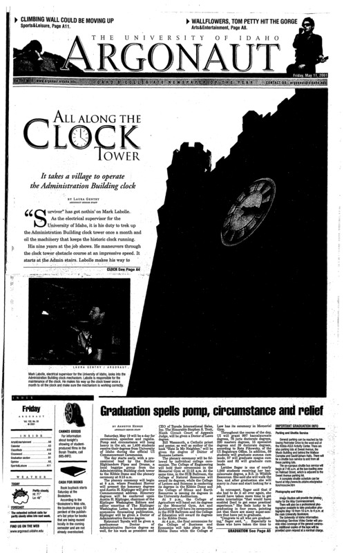 All along the clock tower: It takes a village to operate the Administration Building clock; Graduation spells pomp, circumstance and relief; Professors' salaries barely keeping pace: Paychecks not keeping up with rate of inflation (pA2); UI signs big radio deal (A11);