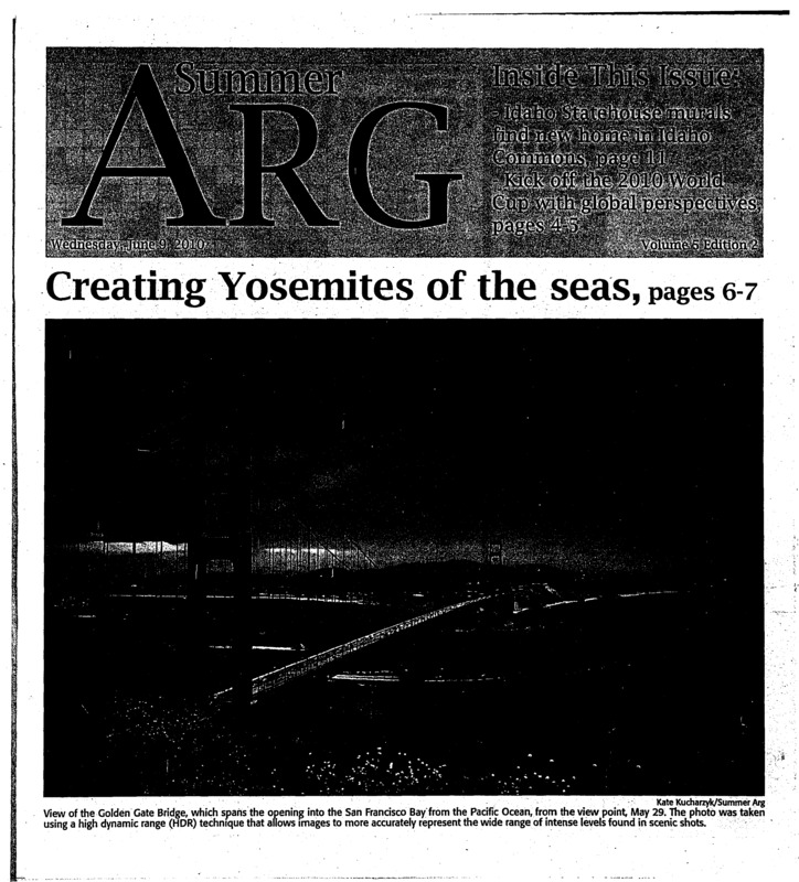 Creating Yosemites of the seas: California Marine Protected Areas; New director joins UI staff (p3); MGMT’s latest release leaves much to be desired (p3); Sport your colors: The World Cup: Global game, varied experiences; Experiencing the World Cup (p5); Envy drops a member and a new record (p8); CHaFE 150 celebrates its third year (p9); The evolution of Evolucid: Traveling musicians experience culture in the U.S. (p10); Statehouse murals find new home (p11);