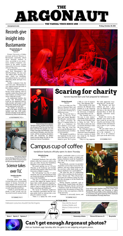 Records give insight into bustmante; Scaring for charity: Harvest haunted Barn and Trail prepared for halloween; Campus cup of coffee: Vandalstore starbucks officially opens its doors thursday; TIme to heat up: Akey thinks it's time for vandals to 'get hot' against Hawaii (p5); What happened in Vegas (p6);