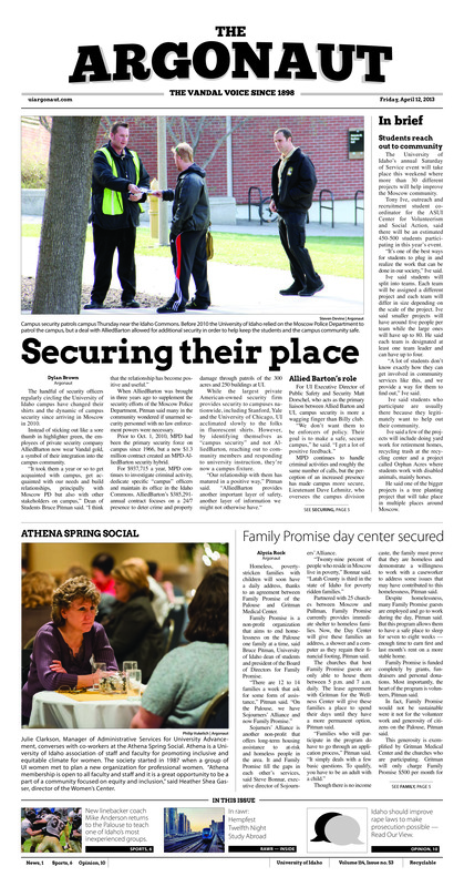 Securing thier place; Family promise day center secured; Four remain for women's tennis: Women's tennis hosts trio of home matches before finishing season in Logan, Utah (p7);