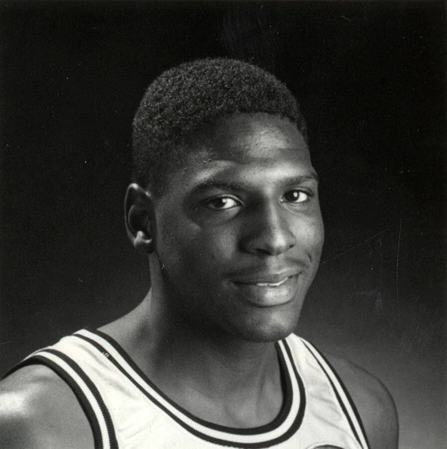 Portrait of Raymond Brown, Center, Forward, 1989-1990 season.