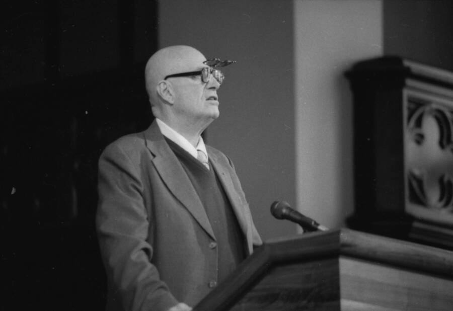 A man speaking at a podium.
