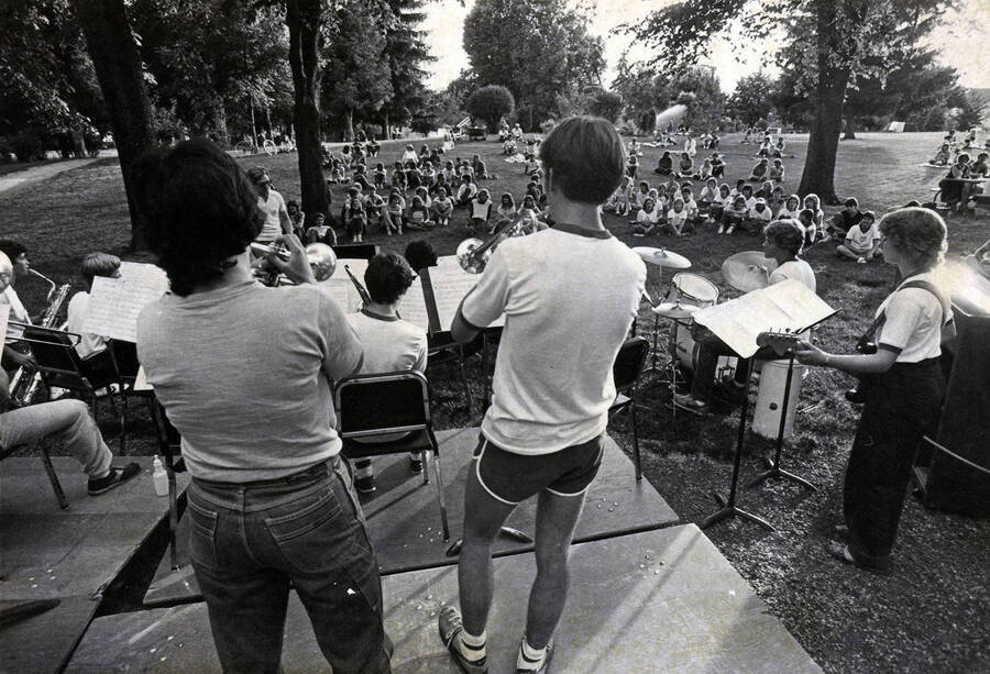 U of I band playing in East City Park.