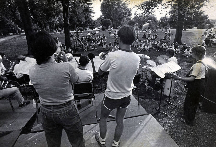 U of I band playing in East City Park. Duplicate of 52-496