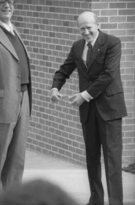 President Gibb just after cutting the ribbon on a new campus construction project.