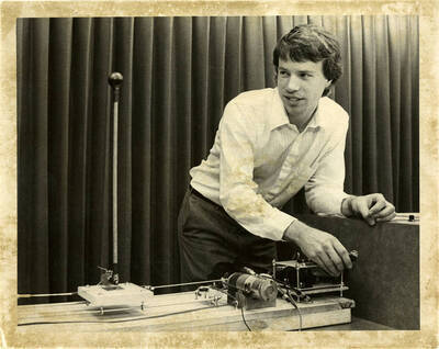 Ben McCarroll hooking up equipment.