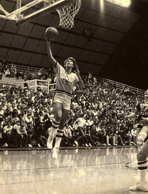 Vandals Women's Basketball player Denise Brose (15) taking a shot against Weber State.