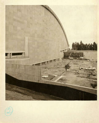 Kibbie Dome annex under construction.