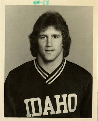 Portrait of Kurt Vestman, junior tight end, wearing an IDAHO shirt.