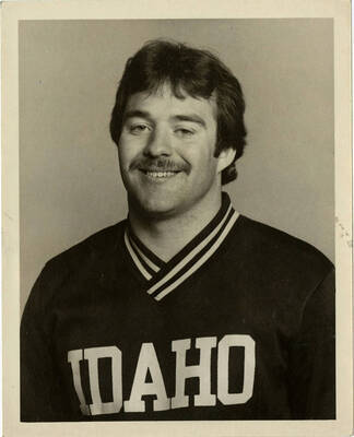 Portrait of Darby Lewis, junior linebacker, wearing an IDAHO shirt.