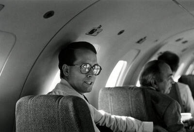 Robert Huntley on an airplane.