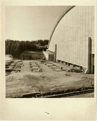 Digging foundation for Kibbie Dome annex.
