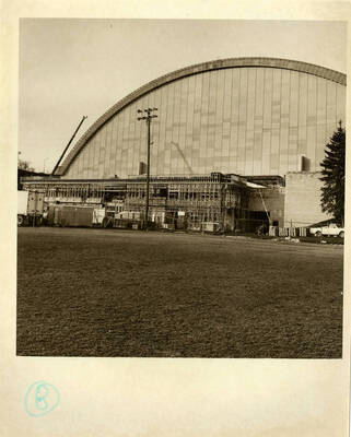 Kibbie Dome annex under construction.