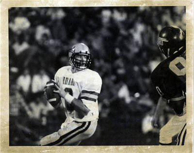Idaho quarterback Ken Hobart goes back to pass in a 38-30 loss at No.1 ranked Eastern Kentucky University in the I-AA playoff semifinals.