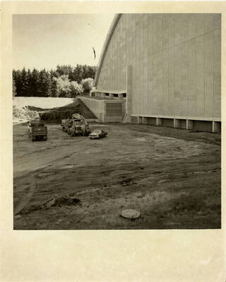 Digging foundation for Kibbie Dome annex.