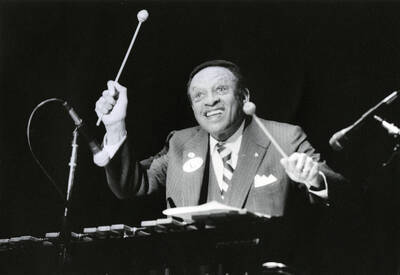 Lionel Hampton playing his vibraphone.