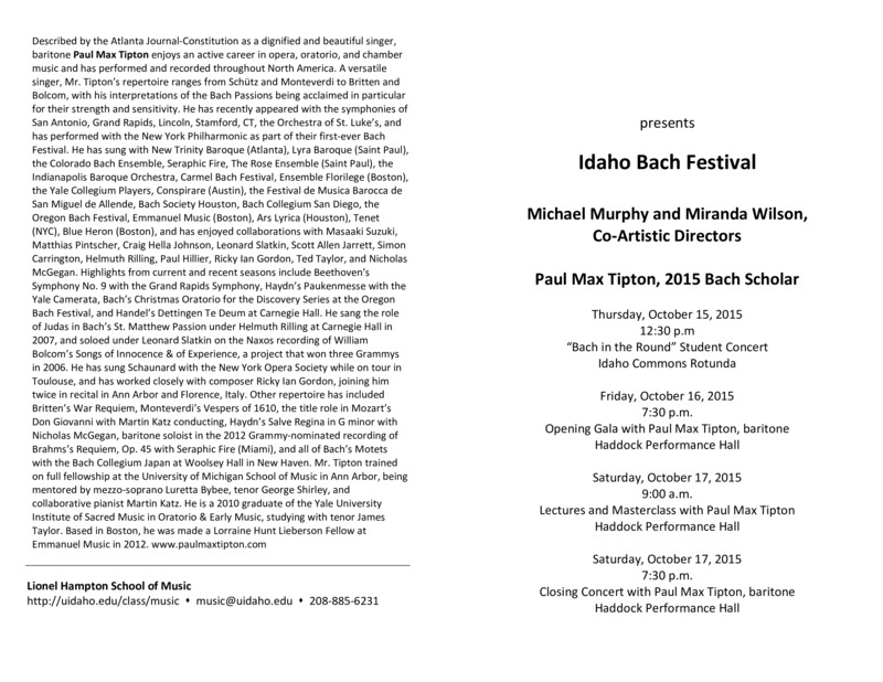 5th Annual Idaho Bach Festival
