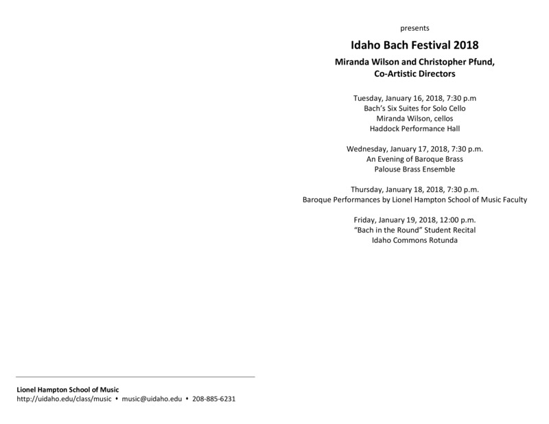 7th Annual Idaho Bach Festival