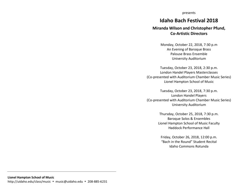 8th Annual Idaho Bach Festival