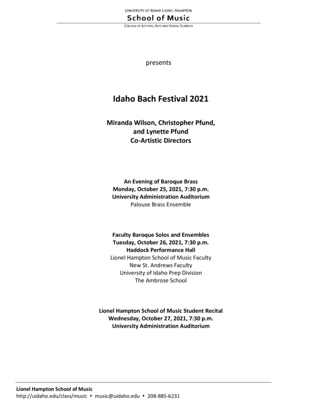 11th Annual Idaho Bach Festival