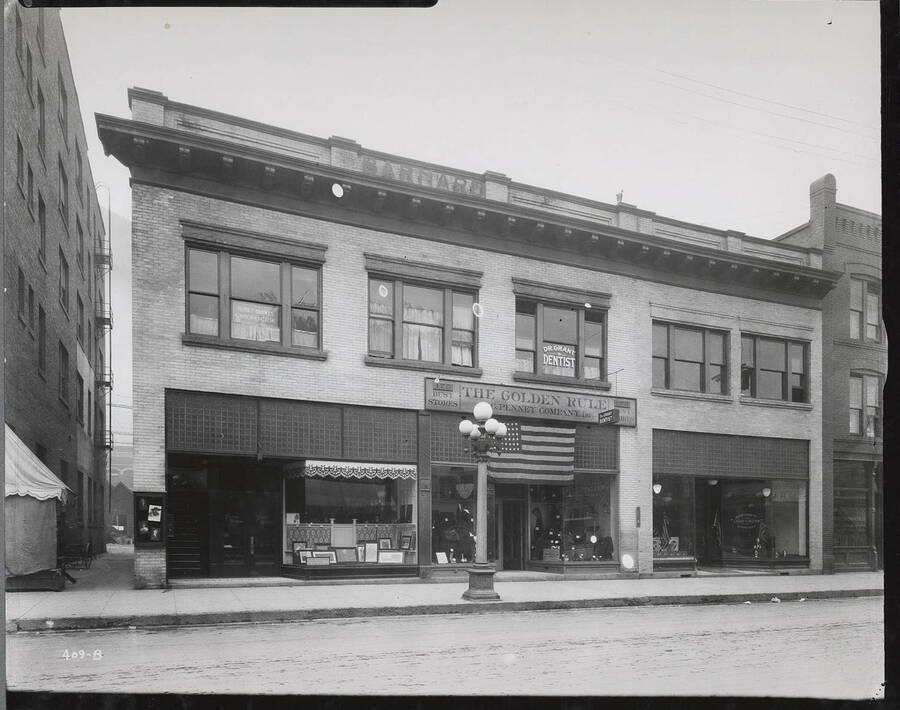 Exterior view of the Barnard Building in Wallace, Idaho.