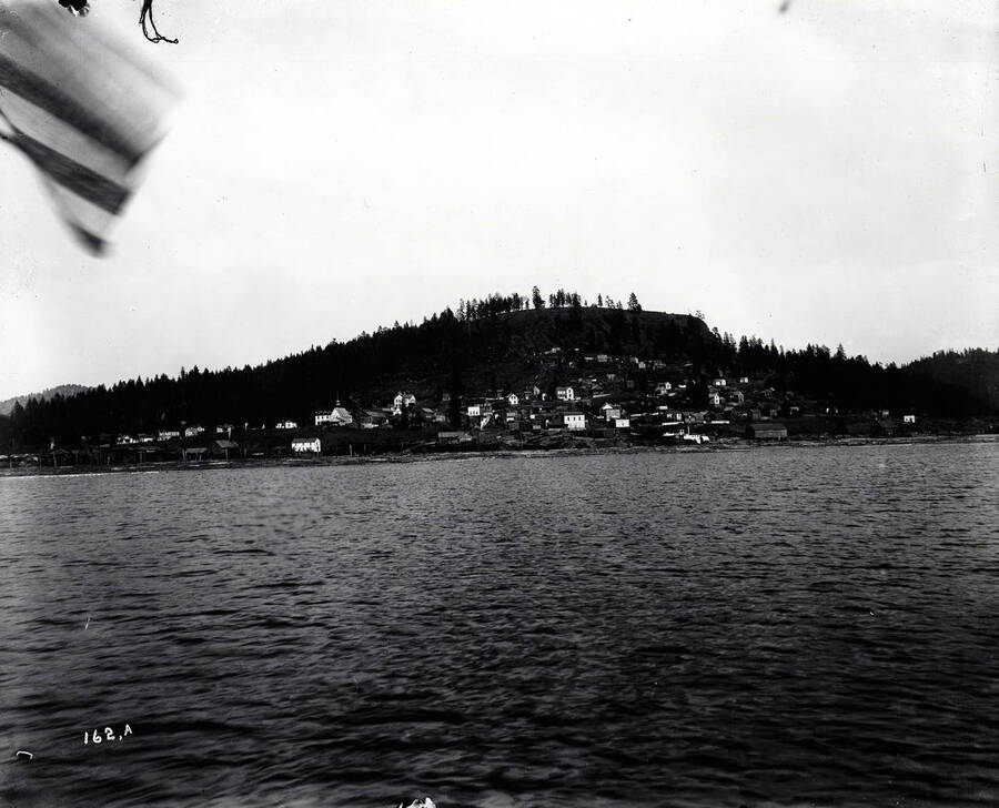 View of the town of Harrison, Idaho, taken from a boat out in Lake Coeur d'Alene.