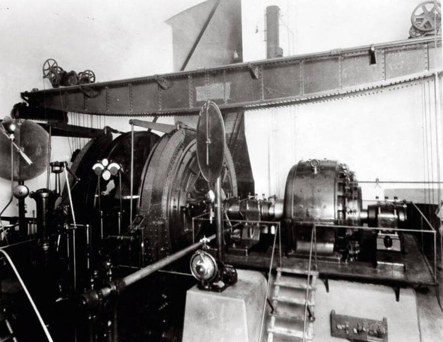 Hercules (Mine or mill) in Burke showing hoist machinery inside interior
