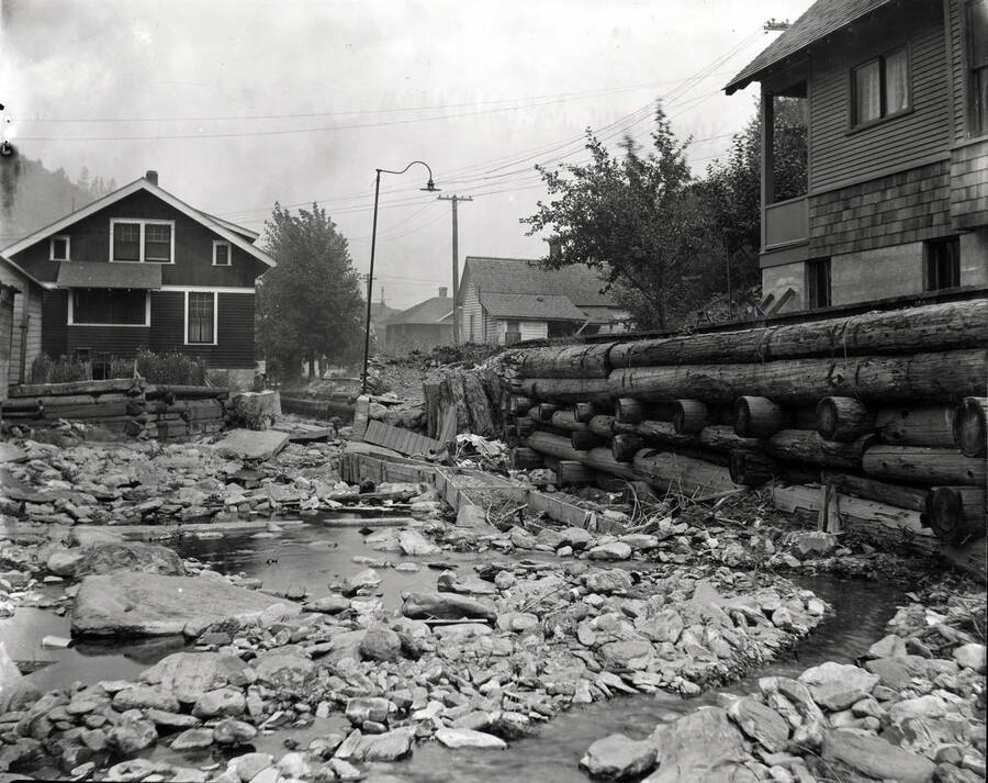 Johnny Nordquist retaining wall at house, August 28, 1919.