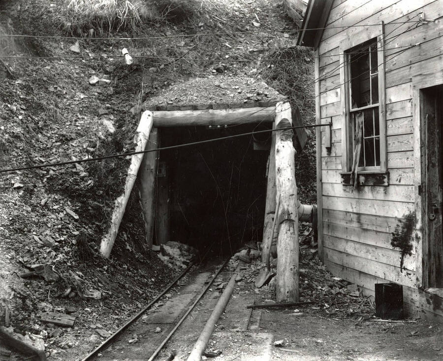 The opening of a mining tunnel at Black Fraction in Black Bear, Idaho.