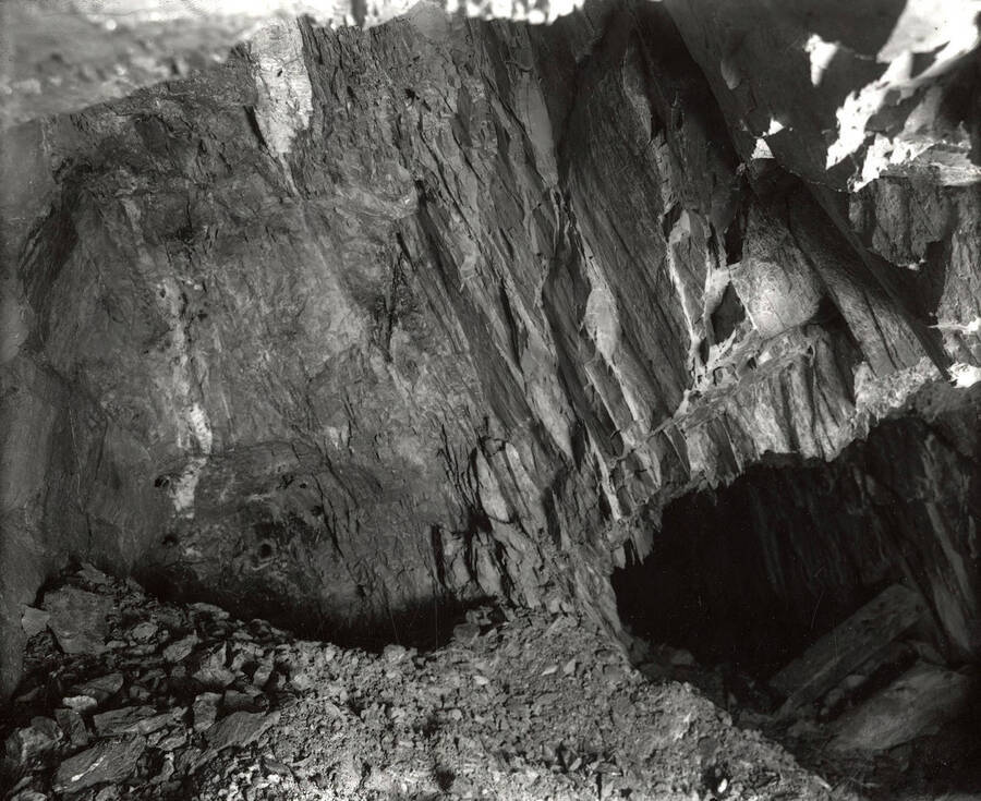 Underground view of a mine at Black Bear Fraction in Black Bear, Idaho.