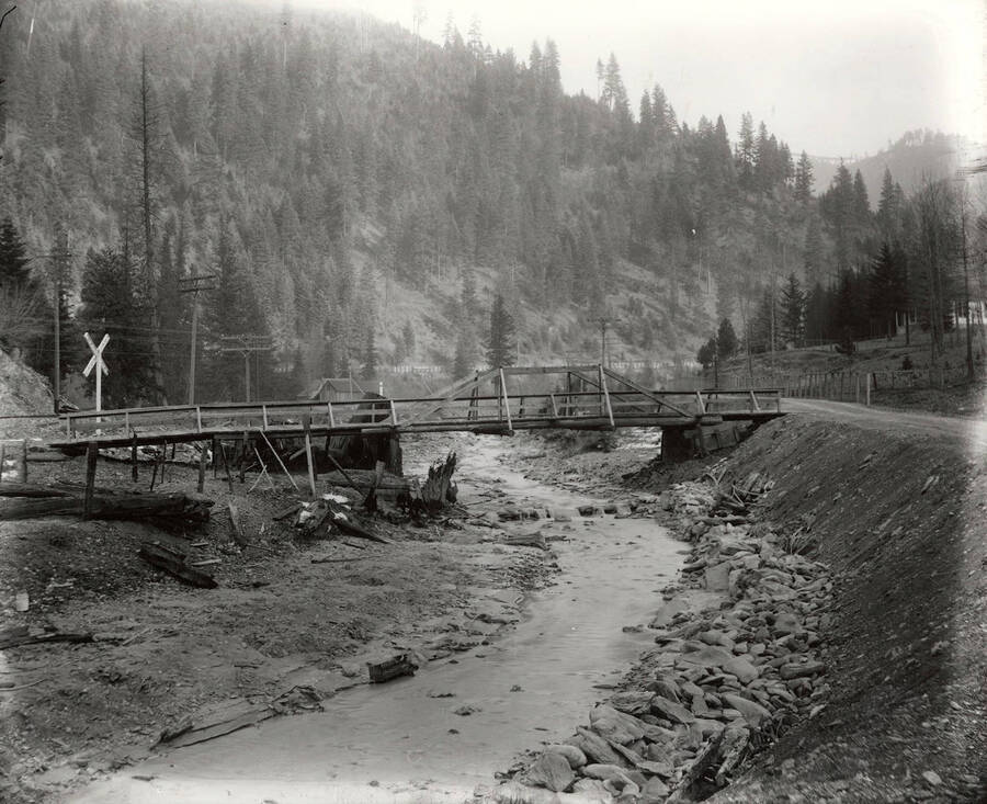 The bridge over the Coeur d'Alene River near Wallace, Idaho. Taken for H.L. Day.