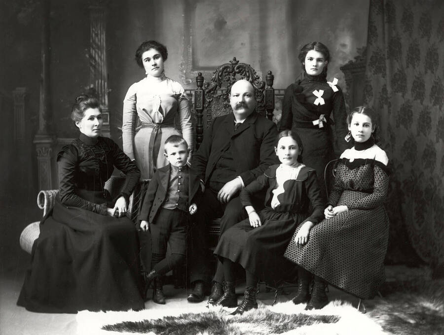 Mr. McDiarmid posing with his wife and four children.