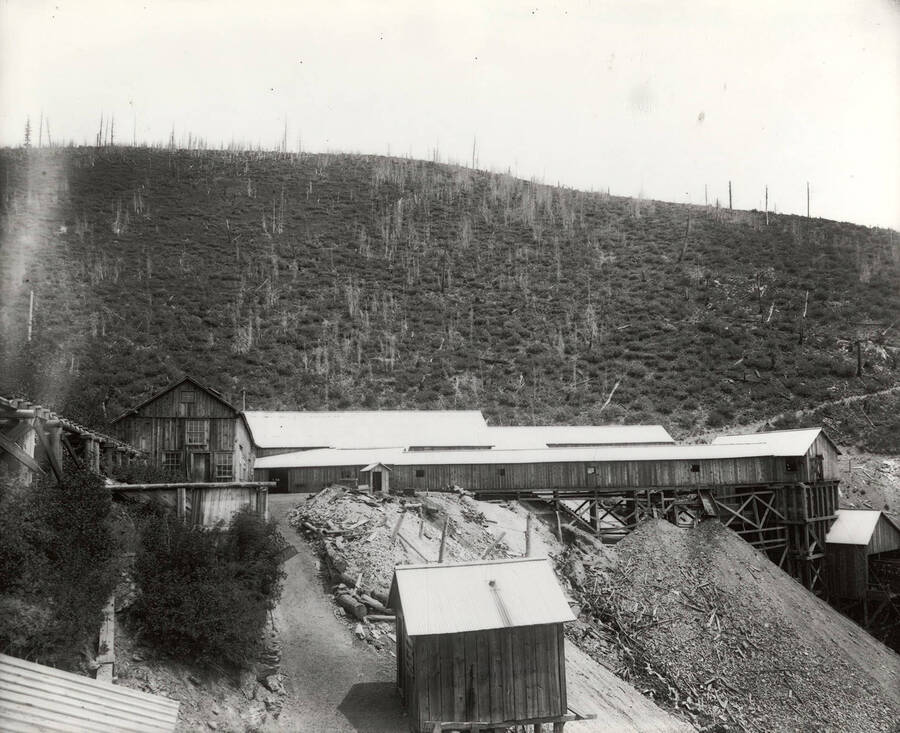 Exterior view of Snowstorm Mill in Mullan, Idaho.