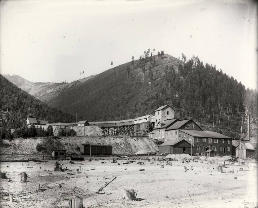 Exterior view of Hunter Mill in Mullan, Idaho.