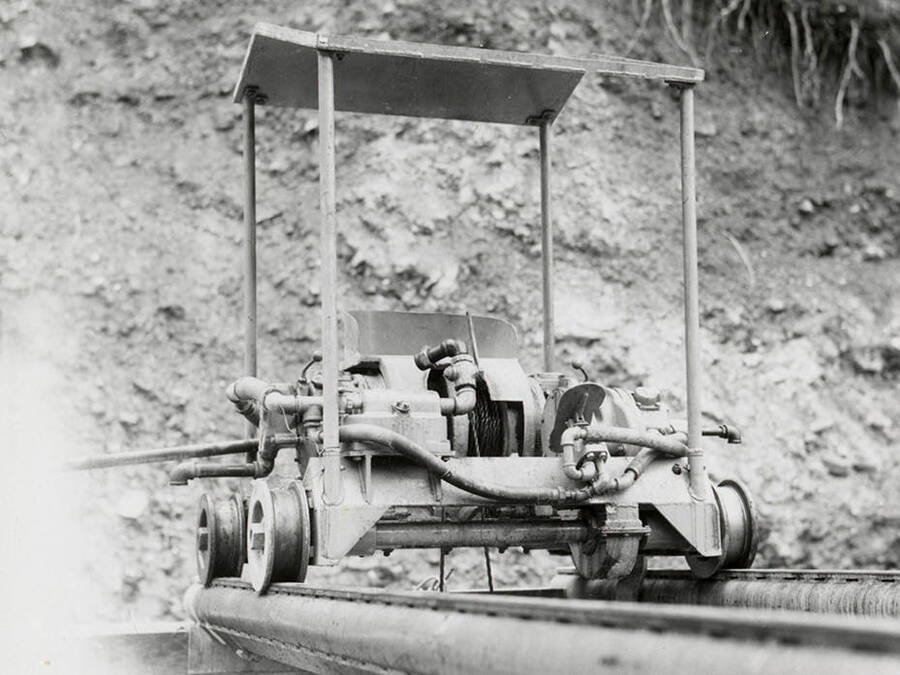 A cart on a hoist at the mine on Rock Creek, west of Mullan, Idaho.