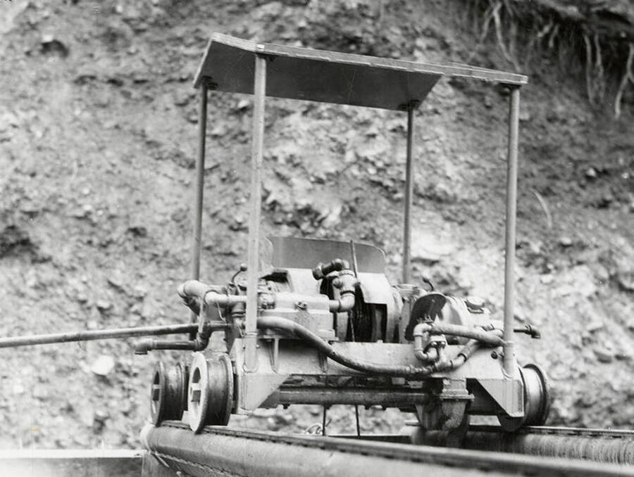 A cart on a hoist at the mine on Rock Creek, west of Mullan, Idaho.