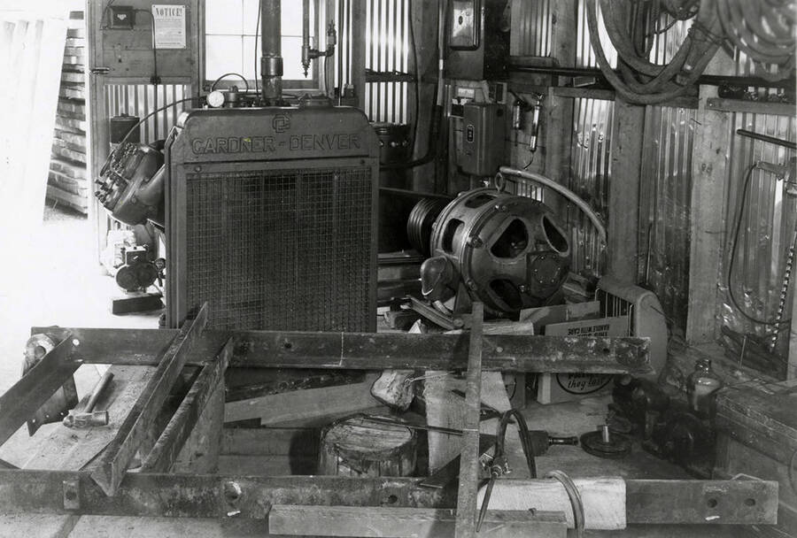 View of the generator and motor inside Thomas Mines in Wallace, Idaho.