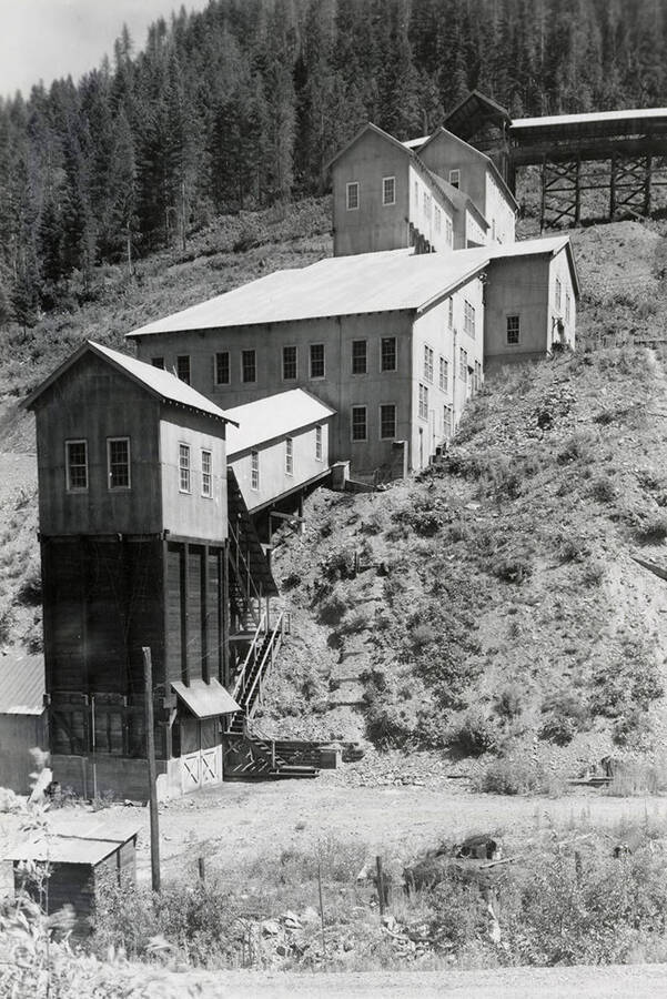 Exterior view of the Coeur d'Alene Mine and Mill in Osburn, Idaho.