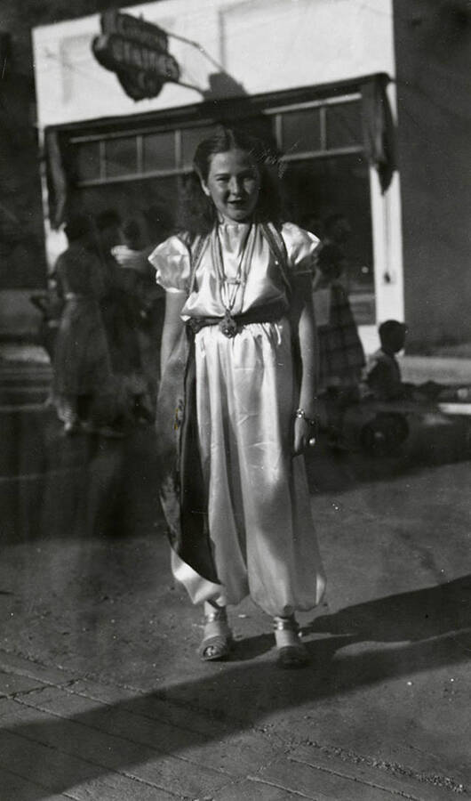 A girl dressed up for the children's parade during Mullan 49'er parade in Mullan, Idaho.