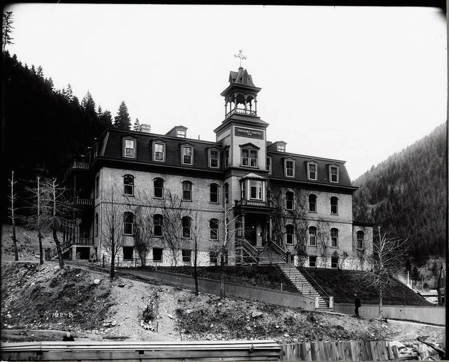 Exterior view of Providence Hospital, Wallace Idaho.