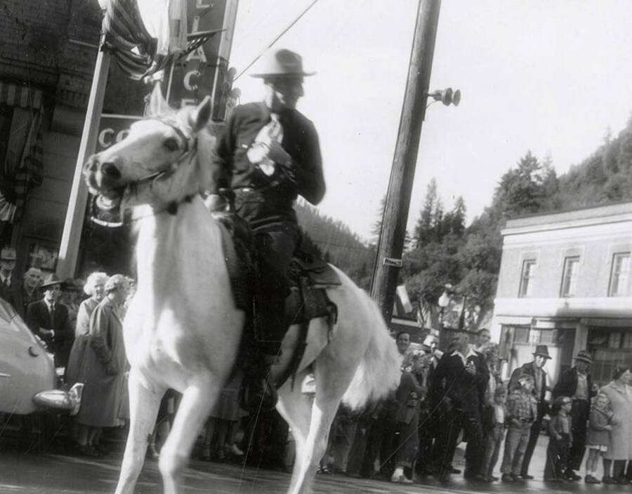 Men riding horses in the Eagles parade in Wallace, Idaho.