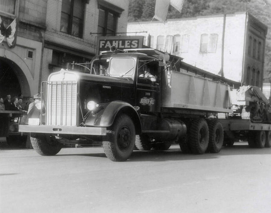 A truck being driven in the Eagles parade in Wallace, Idaho.