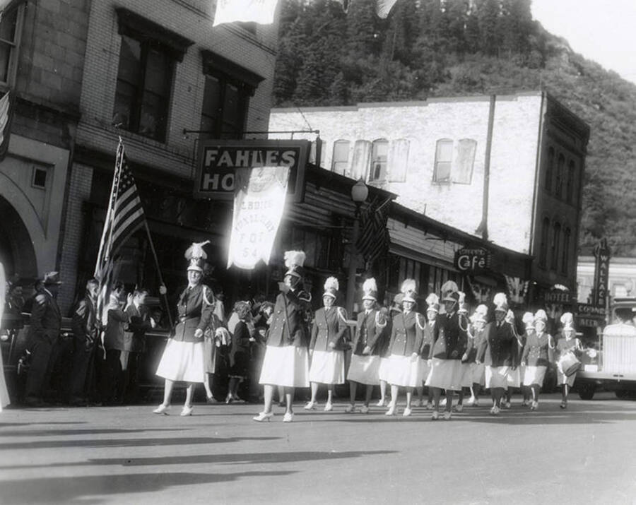 The Ladies Auxiliary walking in the Eagles parade in Wallace, Idaho.