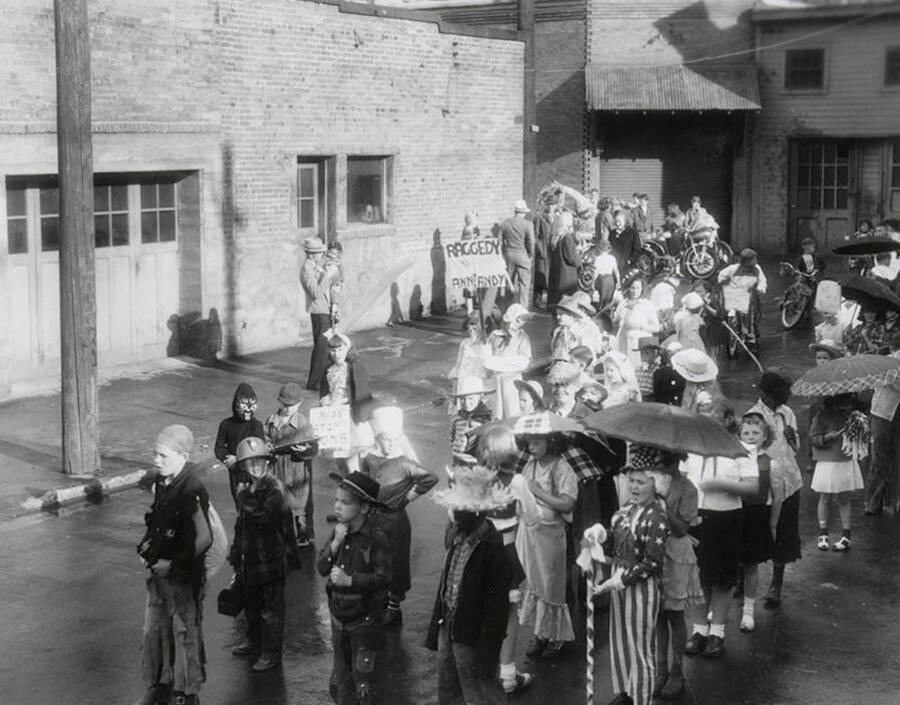 Children marching in the Eagles parade in Wallace, Idaho.