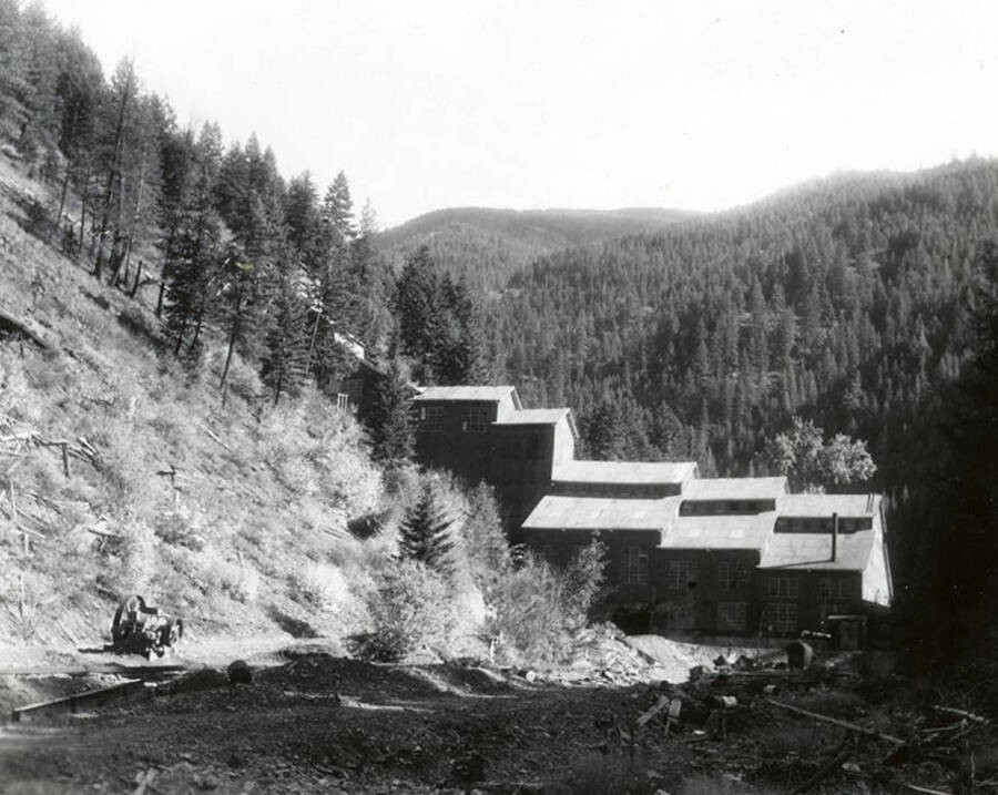 Exterior view of the Carlisle Mill in Wallace, Idaho.