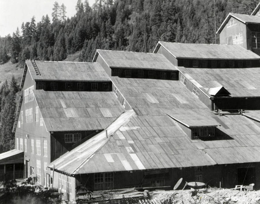 Exterior view of the Carlisle Mill in Wallace, Idaho.
