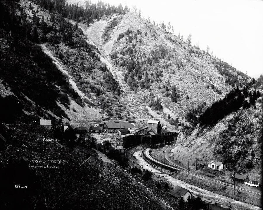 Mammoth No. 6, part of the Standard-Mammoth Mine, in Mace. Canyon Creek and the railroad run along side.