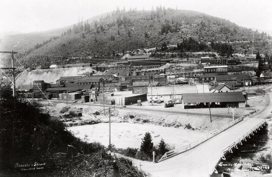 Panoramic view of the buildings on the Morning Mine and Mill in Mullan, Idaho.