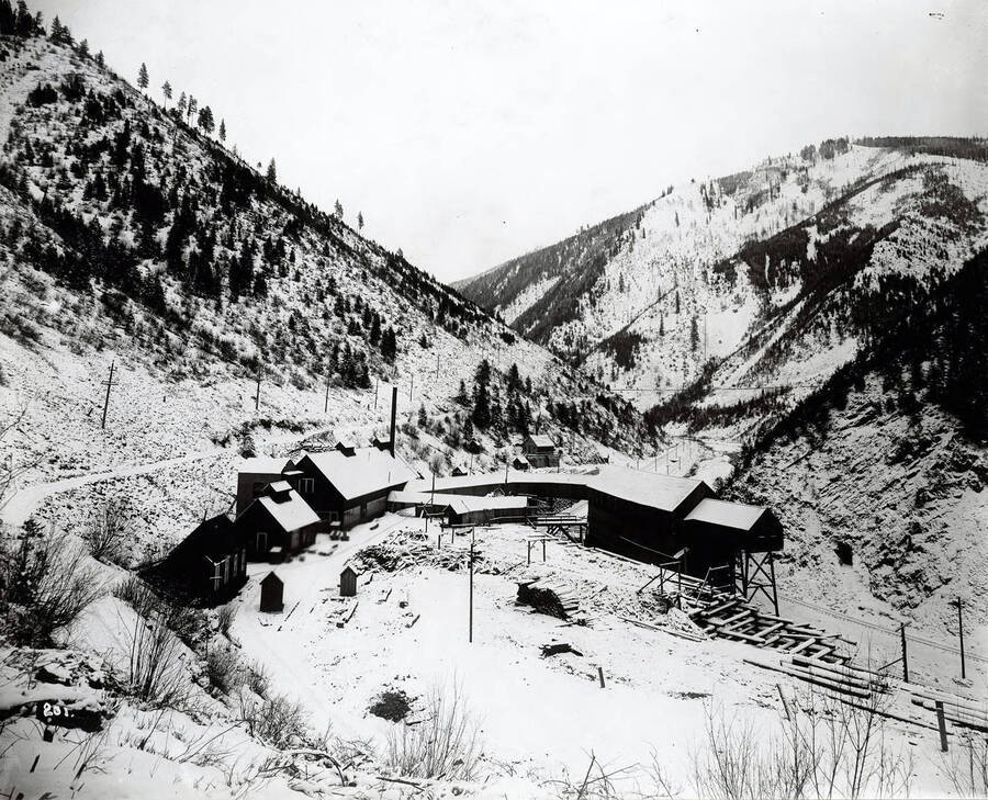 Snow covered view of the no. 6 tunnel of the Mammoth Mine.