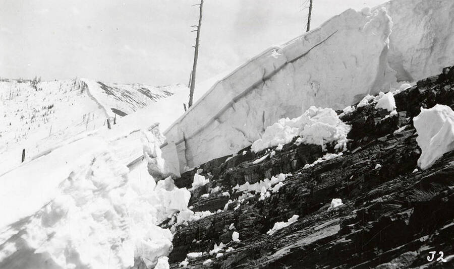 View of a snow slide at the Jack Waite Mine in Duthie, Idaho.
